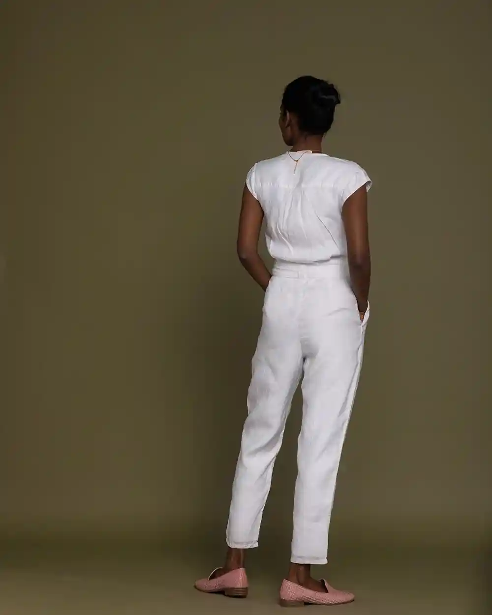 Reistor Evening Chai Jumpsuit (Coconut White) on itsHemp