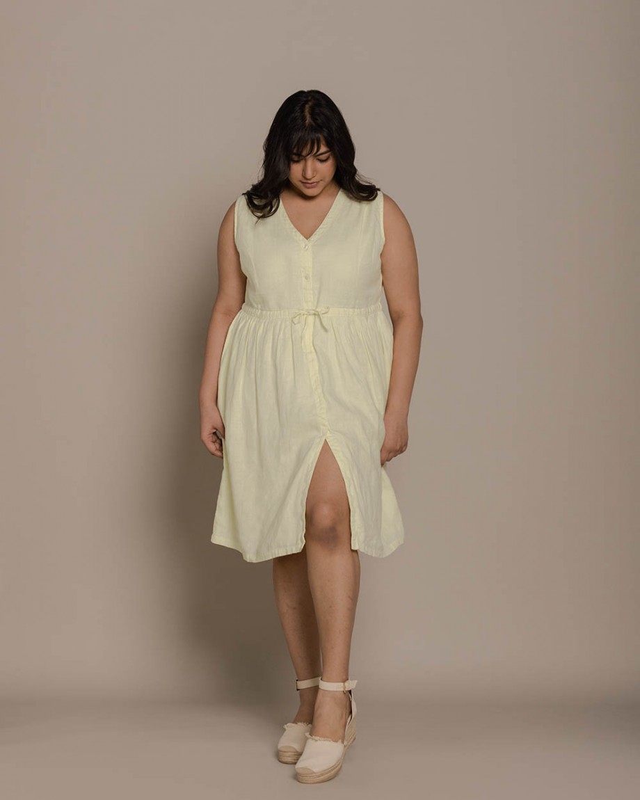 Reistor Pina Colada Season Dress (Butter Lemon) on itsHemp
