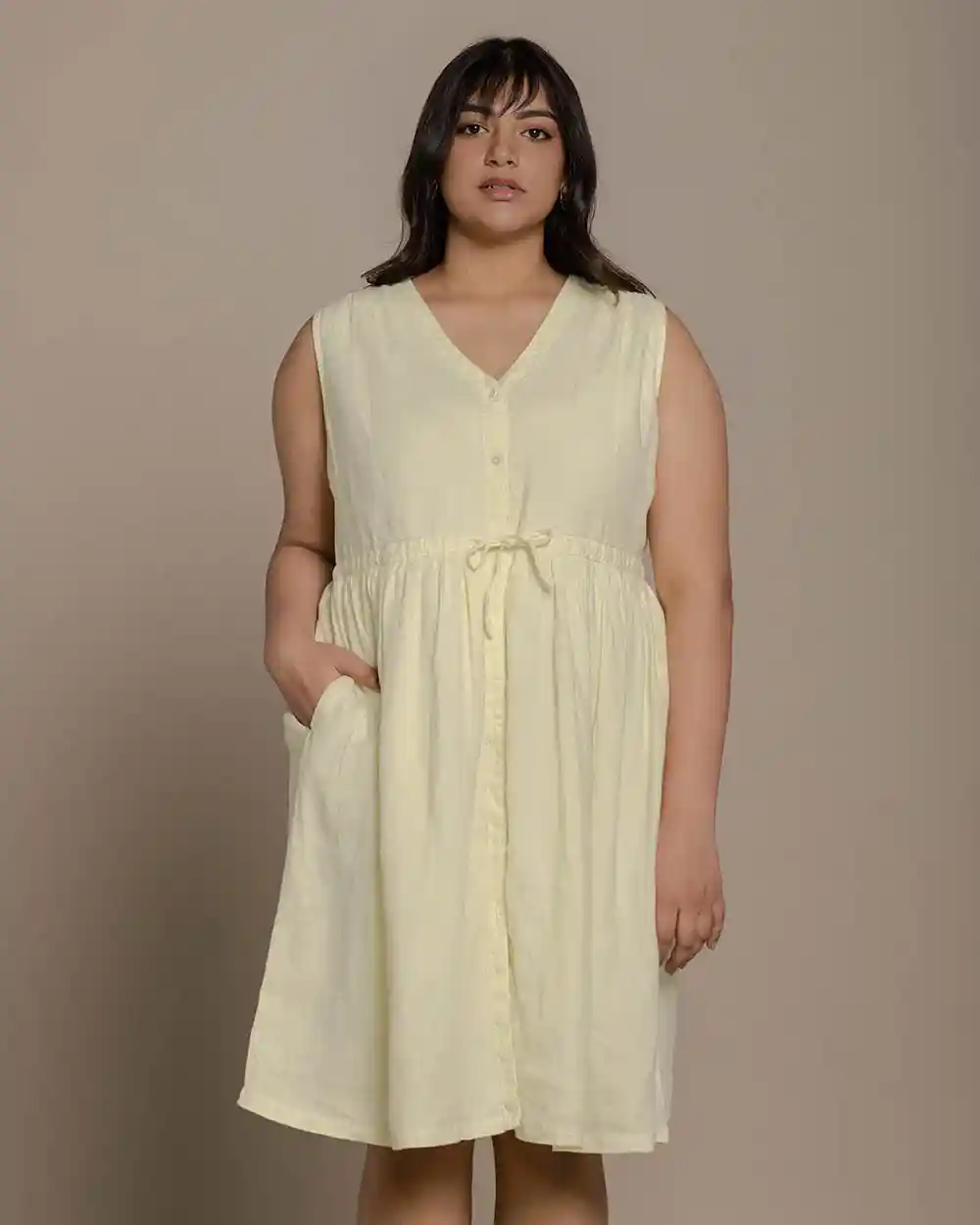 Reistor Pina Colada Season Dress (Butter Lemon) on itsHemp
