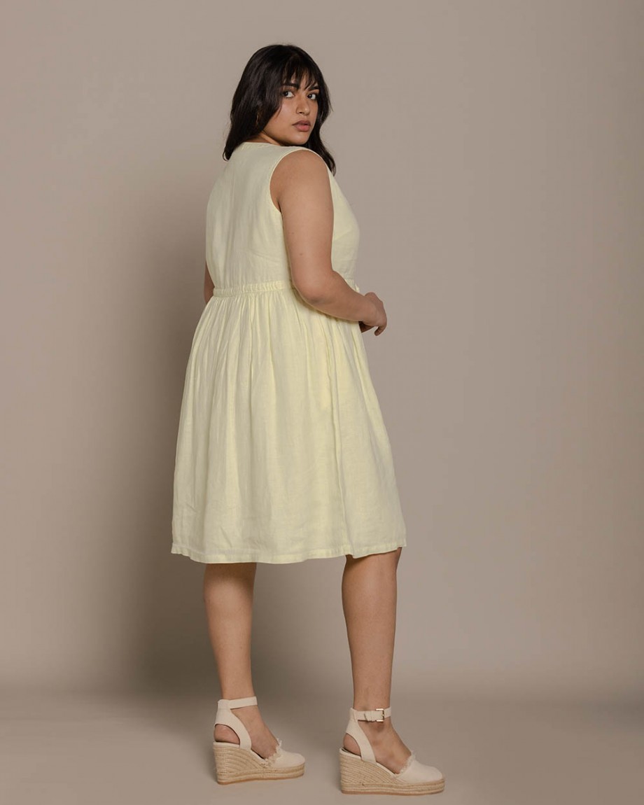 Reistor Pina Colada Season Dress (Butter Lemon) on itsHemp