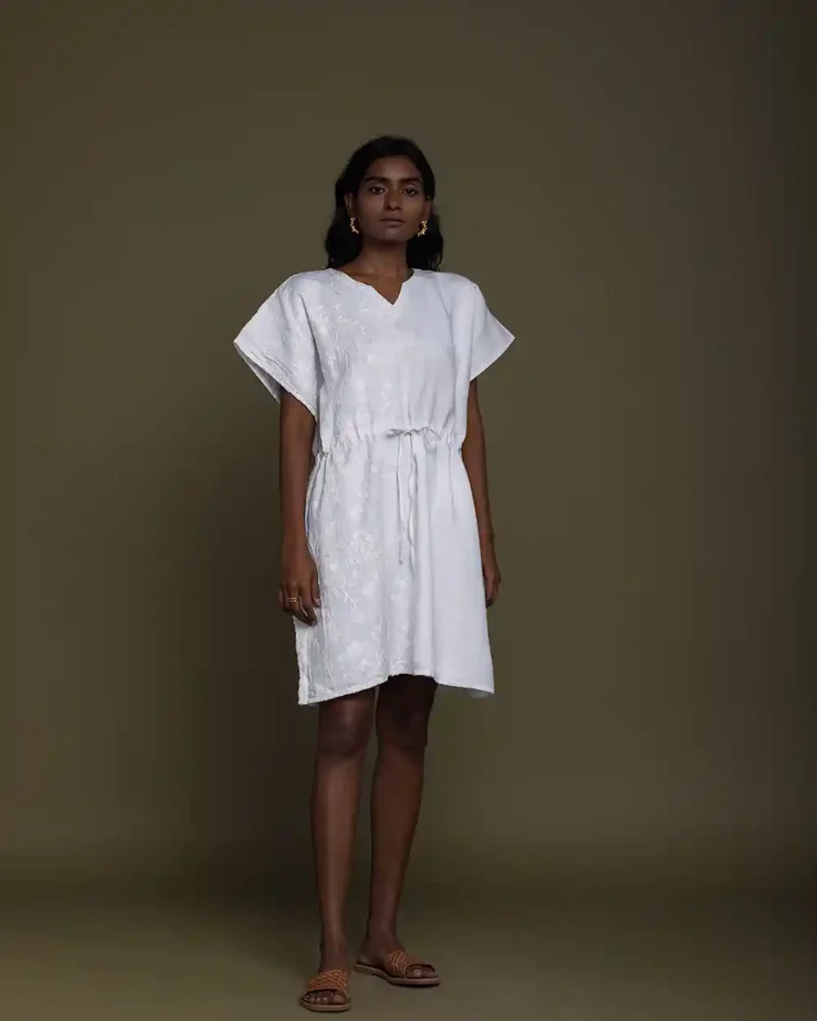 Reistor August Breeze Kaftan Dress (Coconut White) on itsHemp