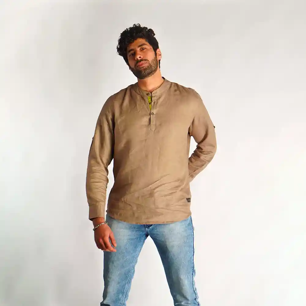 Cannabie Men's Hemp Kurta - Malana Grey on itsHemp