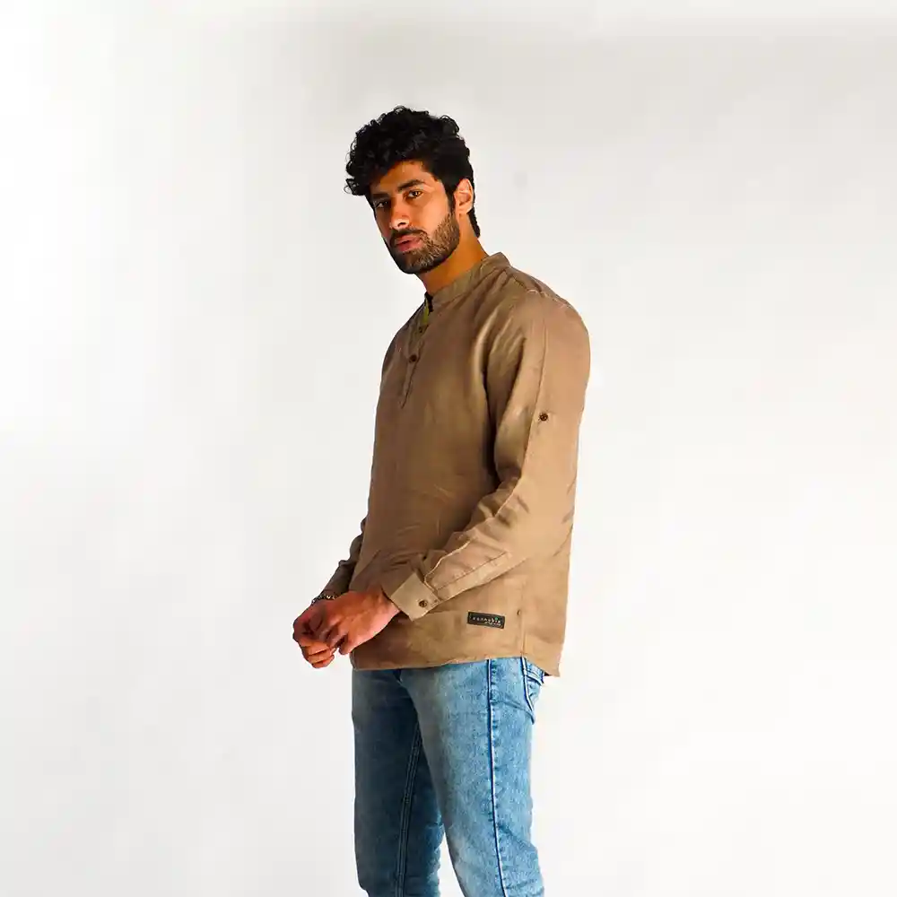 Cannabie Men's Hemp Kurta - Malana Grey on itsHemp