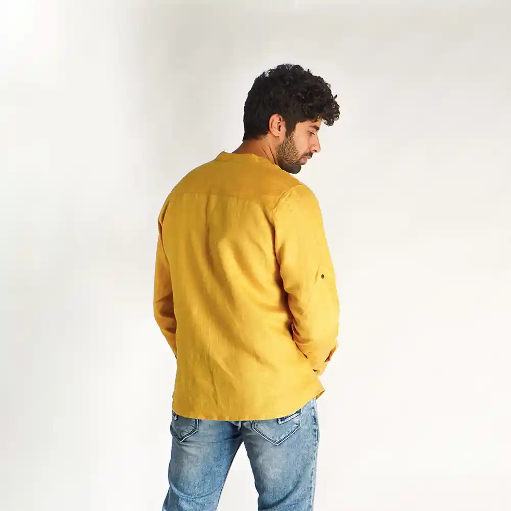 Cannabie Men's Hemp Kurta - Pine Yellow on itsHemp