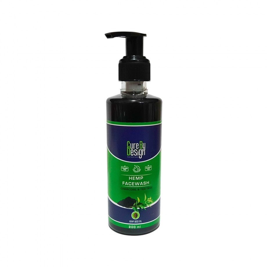 Cure By Design Hemp, Charcoal & Tea Tree Face Wash (200 ml) on itsHemp