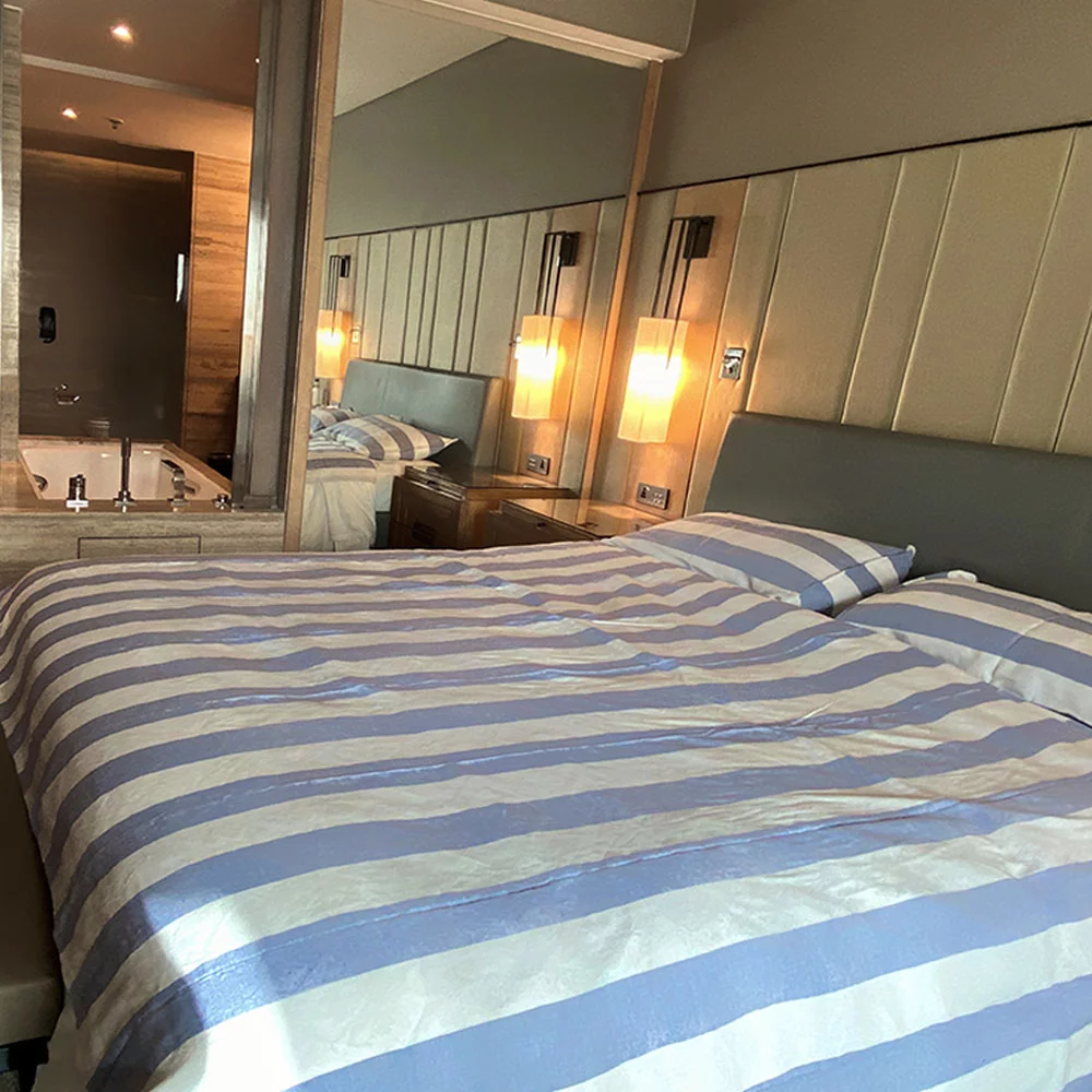 Hemploom Hemp Bedsheet - Blue and White on itsHemp