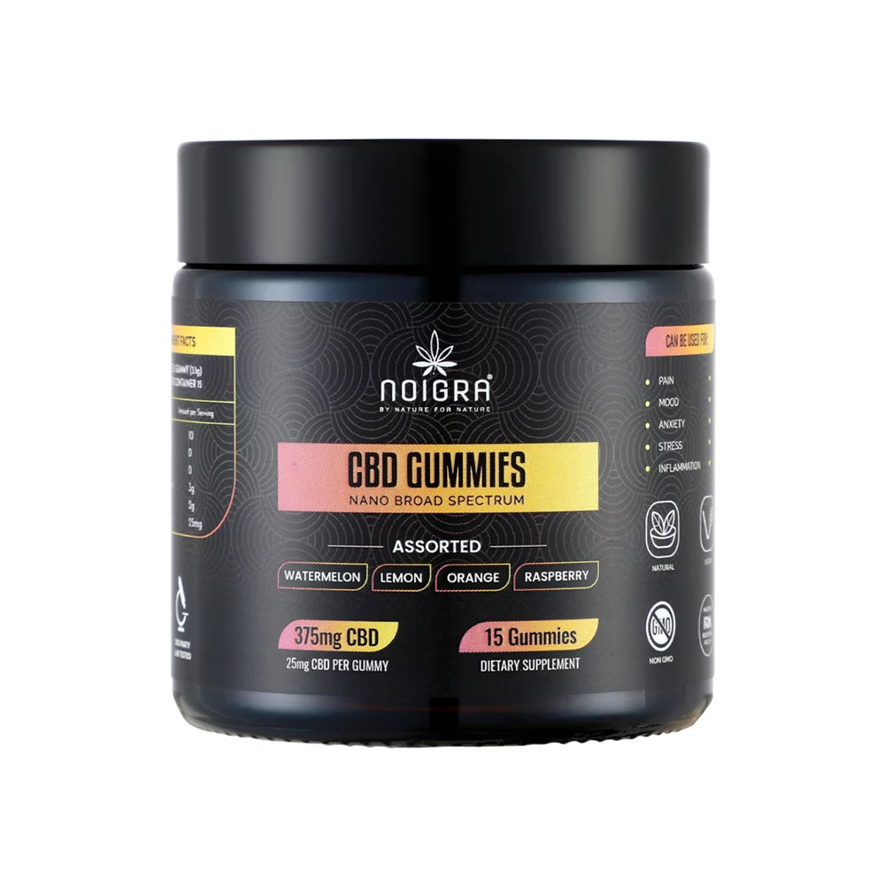 NO038014_1 Noigra CBD Gummies 375mg - Assorted, 15 gummies on itsHemp