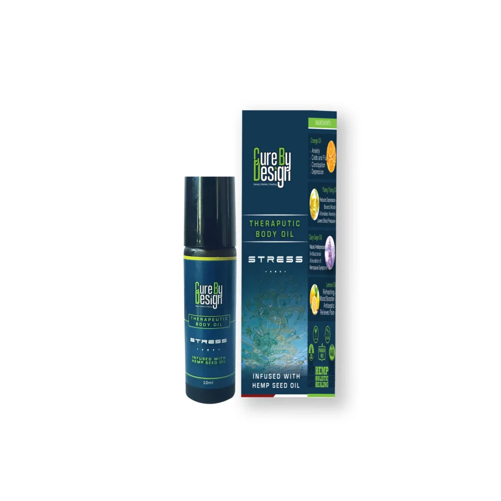 Cure By Design Therapeutic Body Oil Roll - On for Stress (10ml) - Image 1