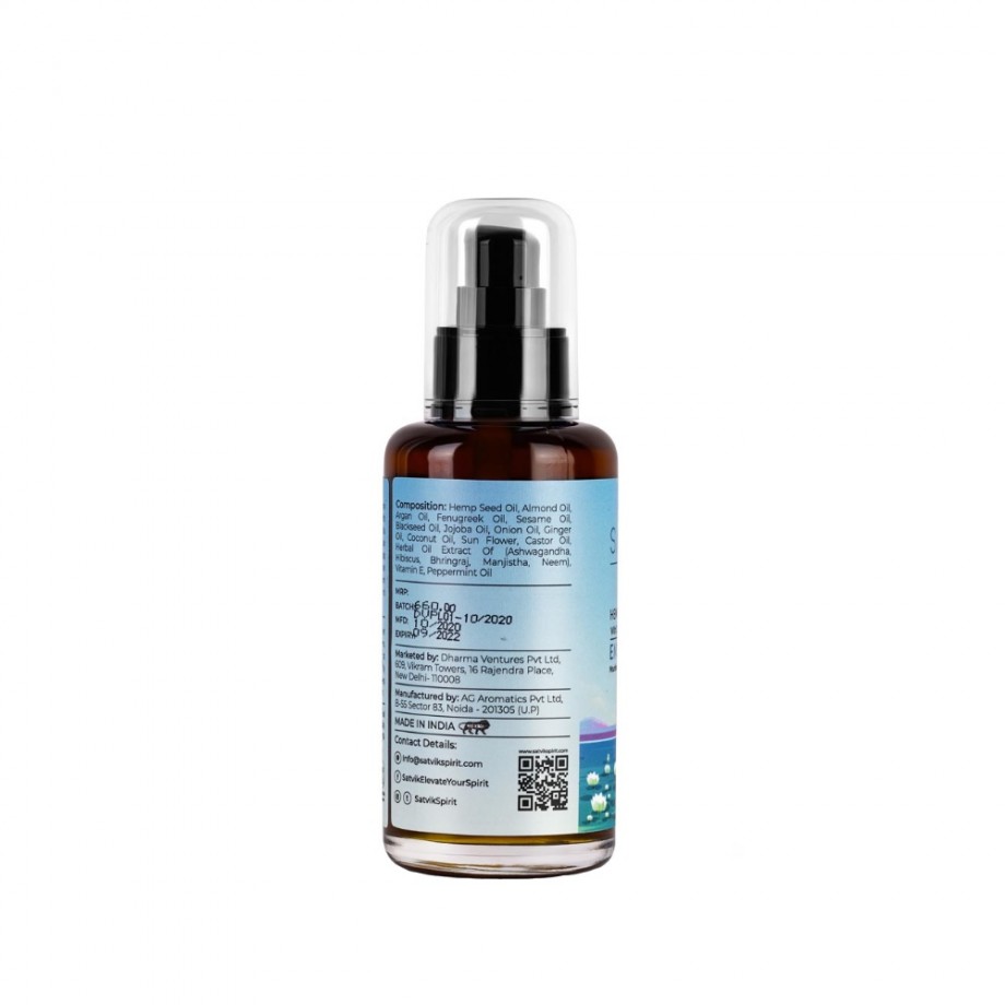 Satvik ENCOURAGE Hair oil with 18 Ayurvedic and Herbal Oils, 100 ml on itsHemp