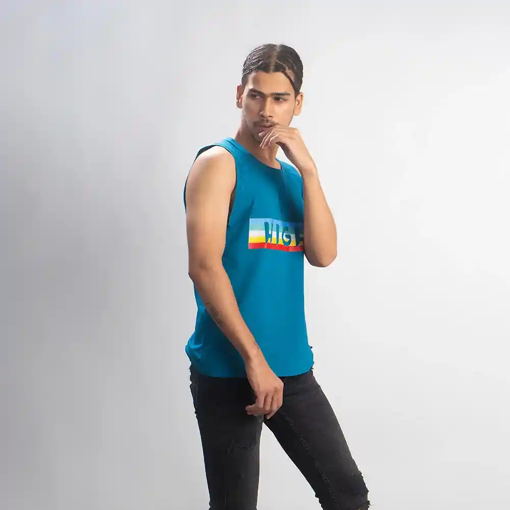 Cannabie Men’s Hemp Vest High Print, Blue on itsHemp