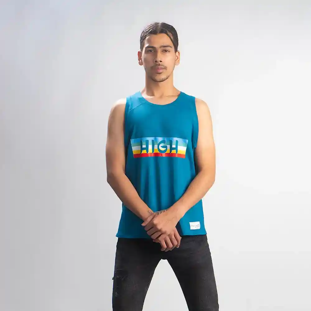 Cannabie Men’s Hemp Vest High Print, Blue on itsHemp