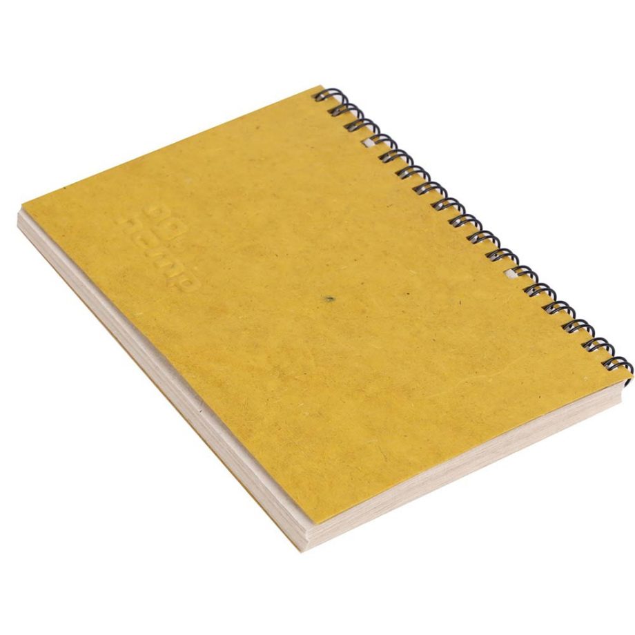 OG A5 WN GoldFoilDebossed Diary, Yellow on itsHemp