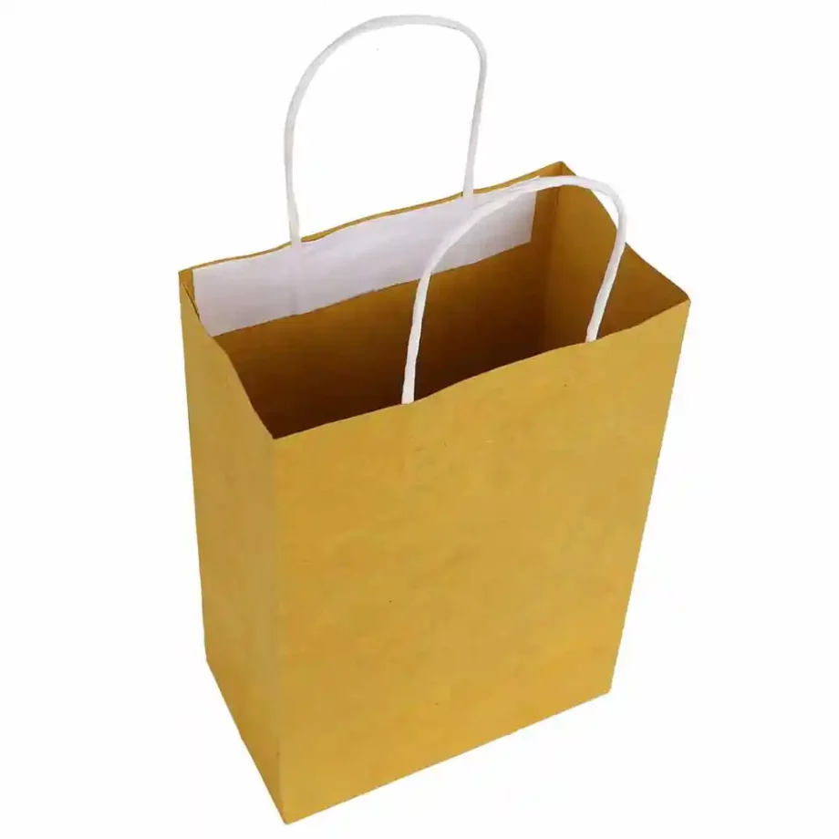 OG Plain Twisted Paper Bag , Yellow (Set of 5) on itsHemp