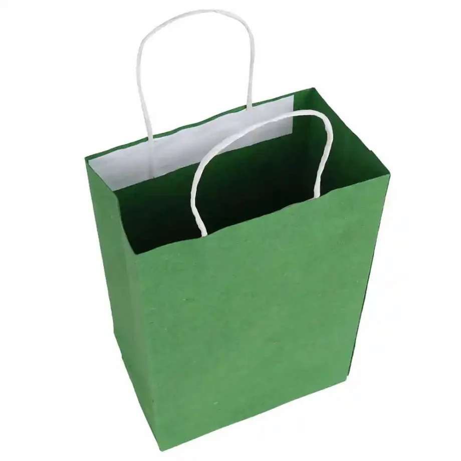 OG Plain Twisted Paper Bag, LightGreen (Set of 5) on itsHemp