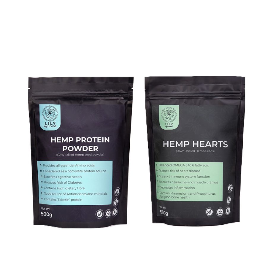 Lily Ayurved Hemp Combo Pack (500g Hemp Hearts + 500g Hemp Protein Powder) on itsHemp