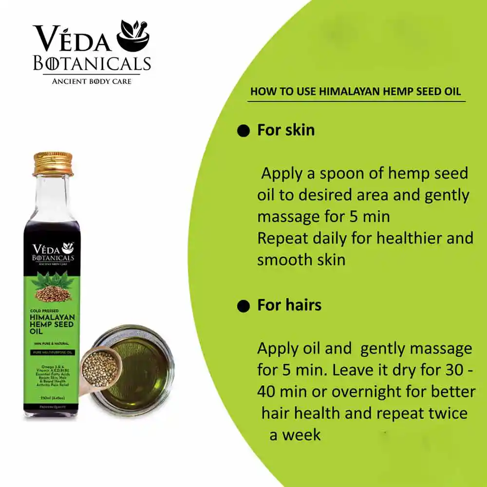 Veda Botanicals Himalayan Hemp Seed Oil, 100mL on itsHemp