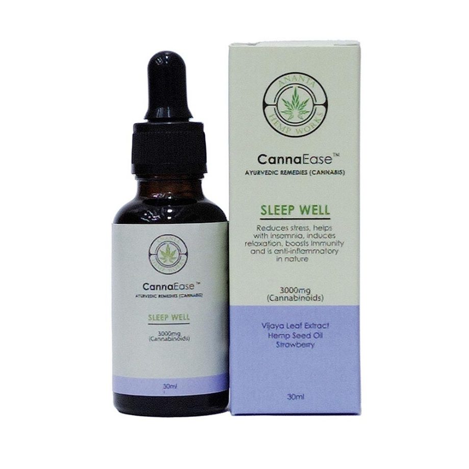 Ananta Cannaease Sleep Well Full-spectrum Vijaya Leaf Oil for Oral Consumption, 3000mg, 30mL, Strawberry on itsHemp