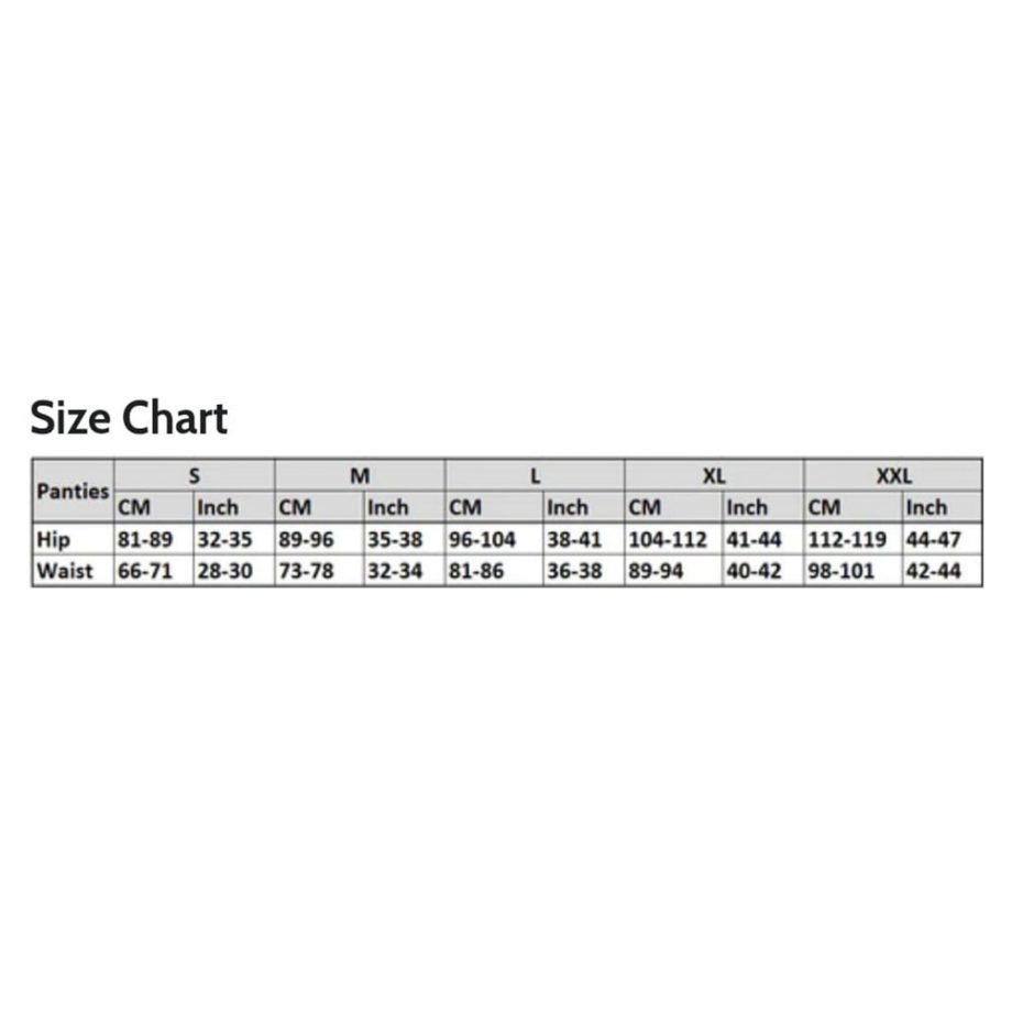 size chart Antar Hipster Panty Combo (2Pc) on itsHemp