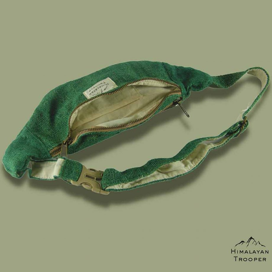 Himalayan Trooper Pure Hemp Waist Bag/Fanny Pack, green on itsHemp