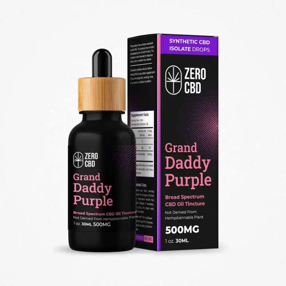 Zero CBD Broad Spectrum Drops, Grand Daddy Purple (500-1500mg) (30ml) on itsHemp