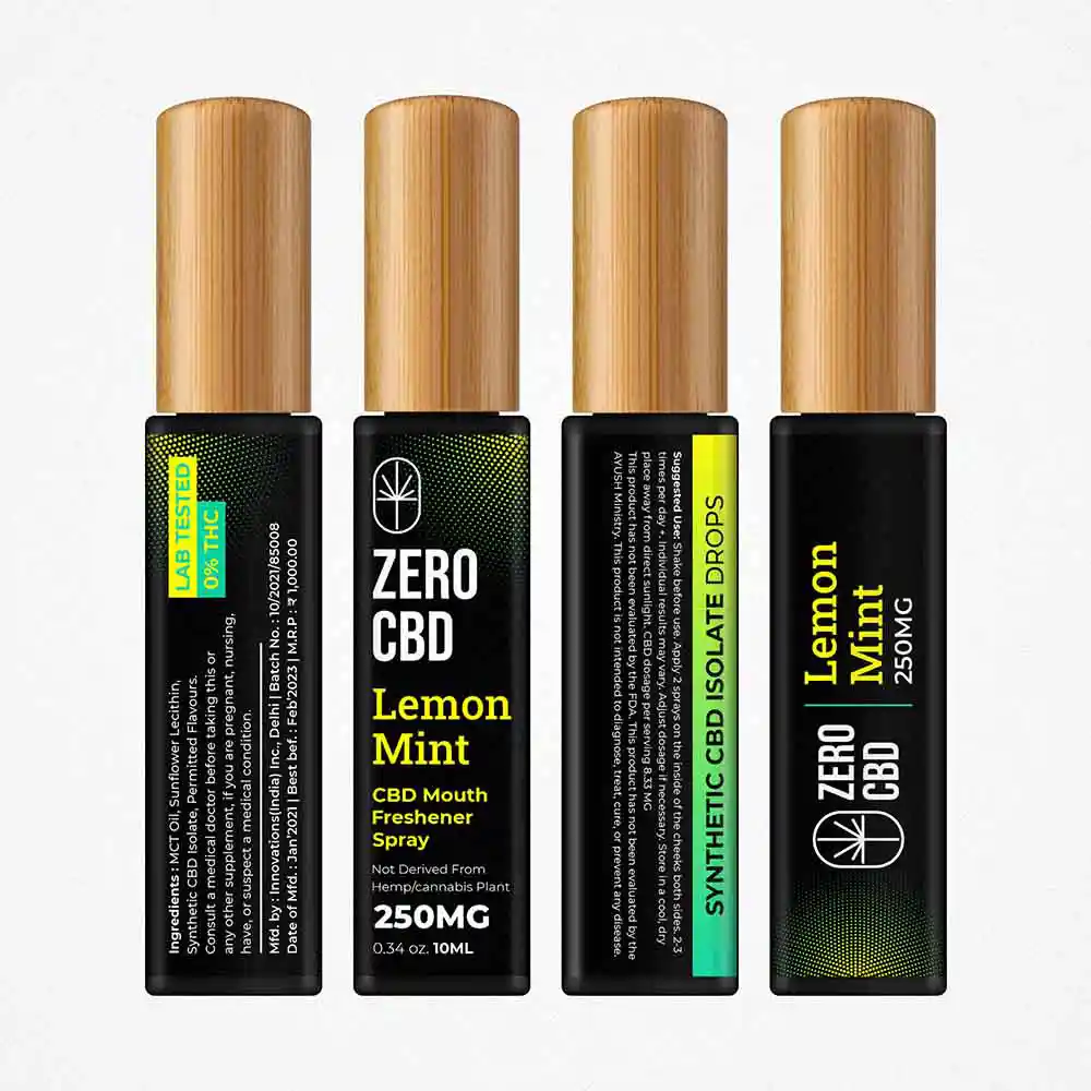 Zero CBD Mouth Freshener, Lemon Mint (250-500mg) (10ml) on itsHemp
