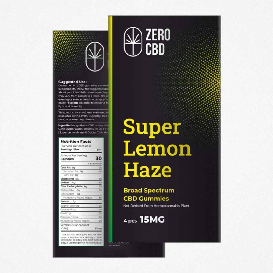 Zero CBD Broad Spectrum Gummies, Super Lemon Haze, (15-50 mg) (4 pcs)on itsHemp