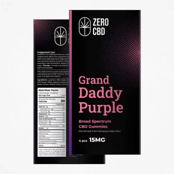 Zero CBD Broad Spectrum Gummies, Grand Daddy Purple, (15-50 mg) (4 pcs) on itsHemp