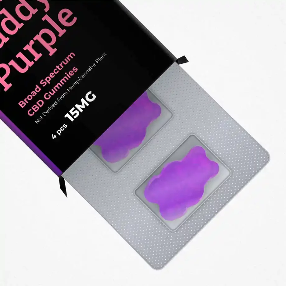 Zero CBD Broad Spectrum Gummies, Grand Daddy Purple, (15-50 mg) (4 pcs) on itsHemp