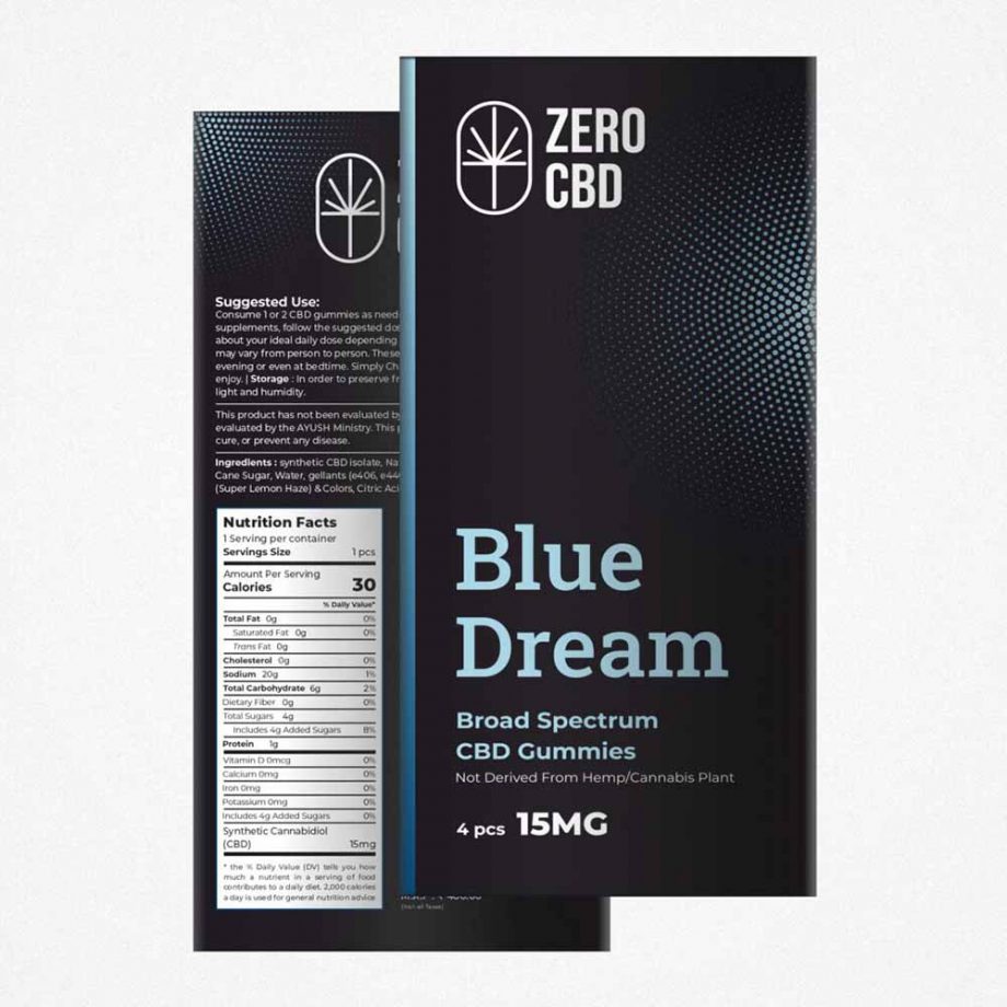 Zero CBD Broad Spectrum Gummies, Blue Dream, (15-50 mg) (4 pcs)on itsHemp