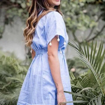The House of Hemp Blue Bell Dress, Periwinkle Blueon itsHemp