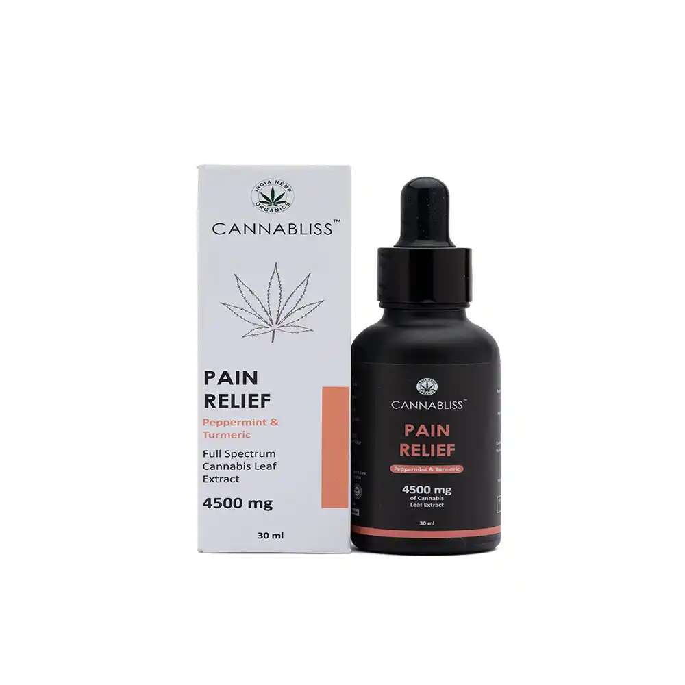 IH020028_1 India Hemp Organics Cannabliss Pain Relief, 4500mg, Peppermint & Turmeric, 30mlon itsHemp