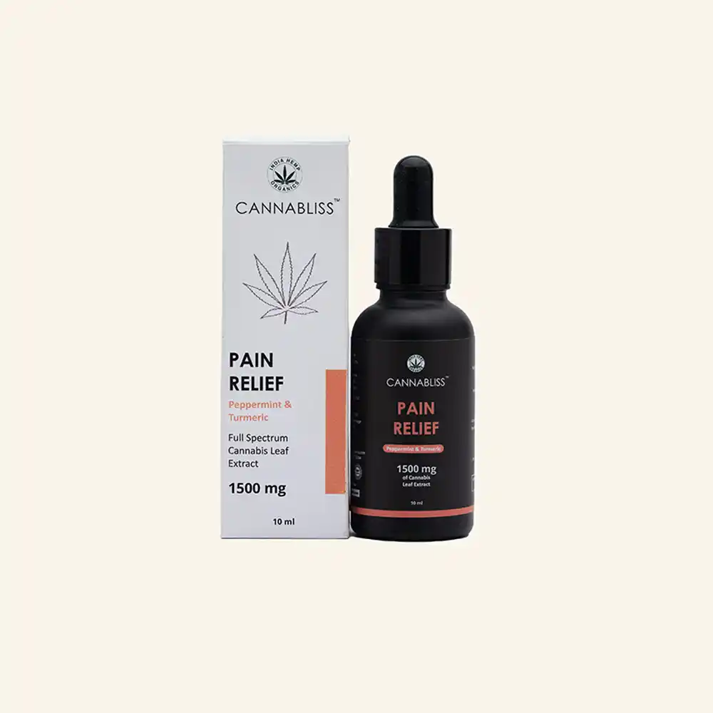 IH020029_1 India Hemp Organics Cannabliss Pain Relief, 1500mg, Peppermint & Turmeric, 10ml on itsHemp