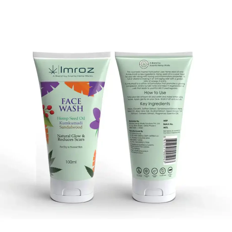 Imroz Face Wash With Hemp Seed Oil & Kumkumadi, 100ml on itsHemp