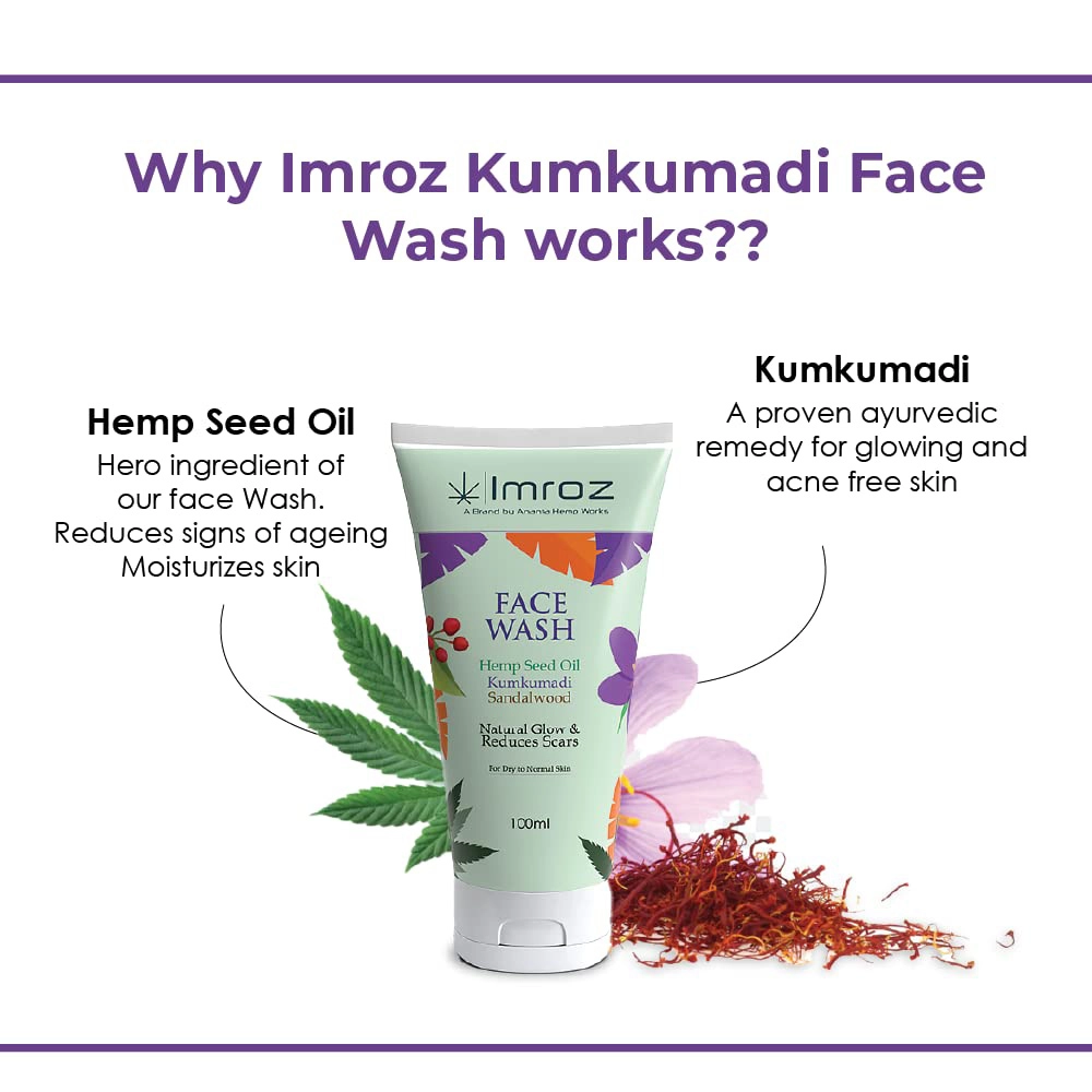Imroz Face Wash With Hemp Seed Oil & Kumkumadi, 100ml - Image 7