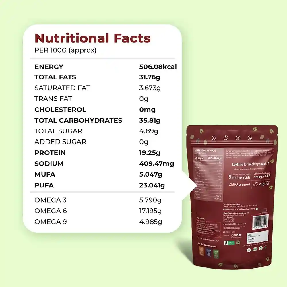 Health horizons chilli garlic hemp snacks on itsHemp