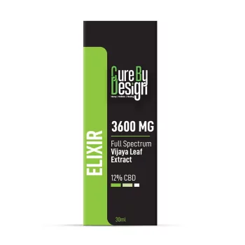 Cure By Design Elixir 3600MG - Full-Spectrum Vijaya Leaf Extract Tincture, 12 % CBD (Polyherbal), 30ml on itshemp