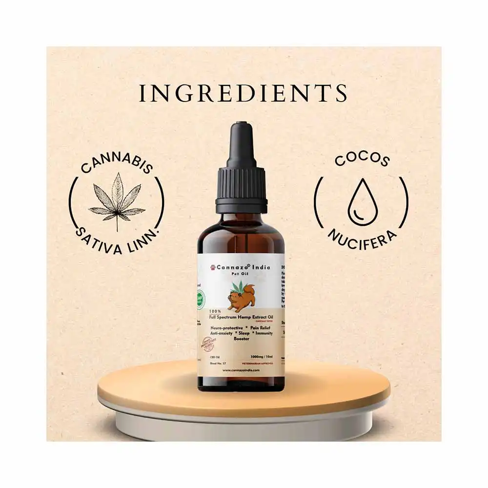 CannazoIndia Full Spectrum CBD extract pet oil, 1000mg, 10ml - Image 2