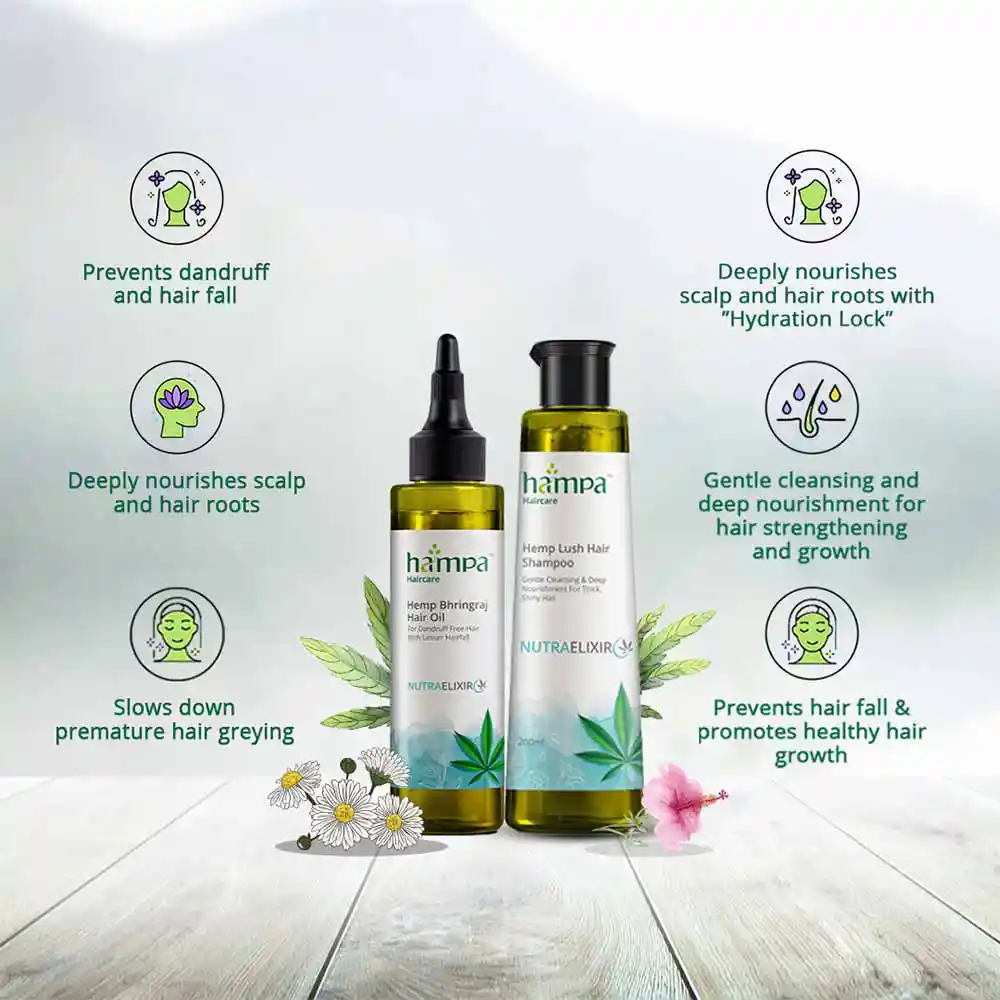 Hampa Bhringraj Oil + Shampoo Combo, 300 ml on itshemp