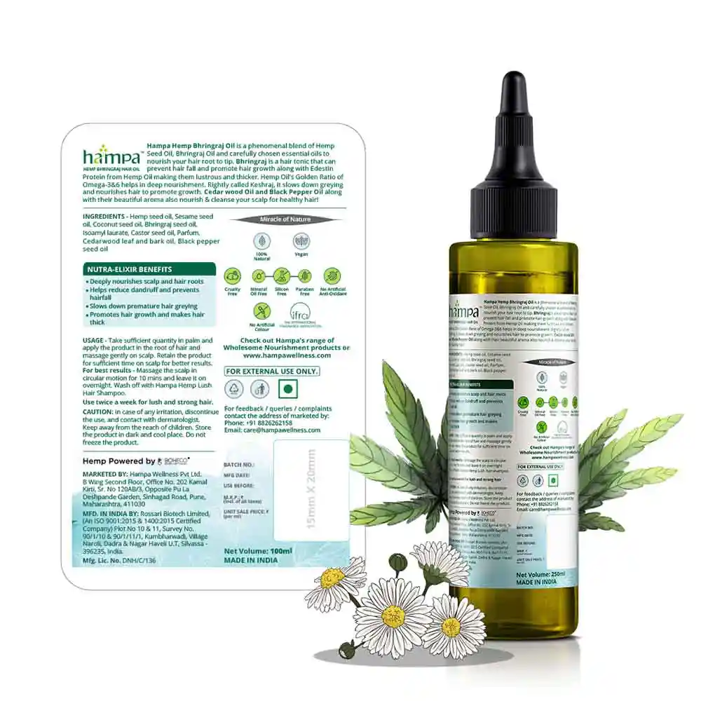 Hampa Bhringraj Oil + Shampoo Combo, 300 ml on itshemp