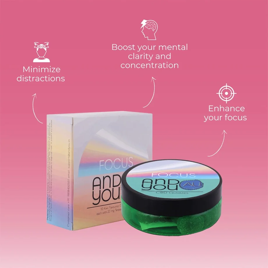 Andyou - Focus&U Gummies (200mg CBD + terpenes for focus), Kiwi Flavour, 10 Gummies - Image 4