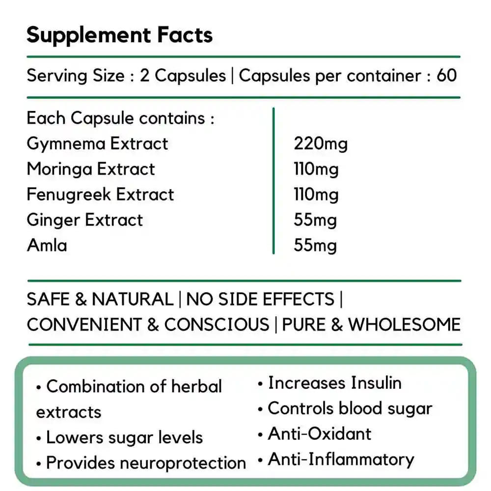 Trugreen Diabetic Care 550 mg, 60 Capsules on itshemp