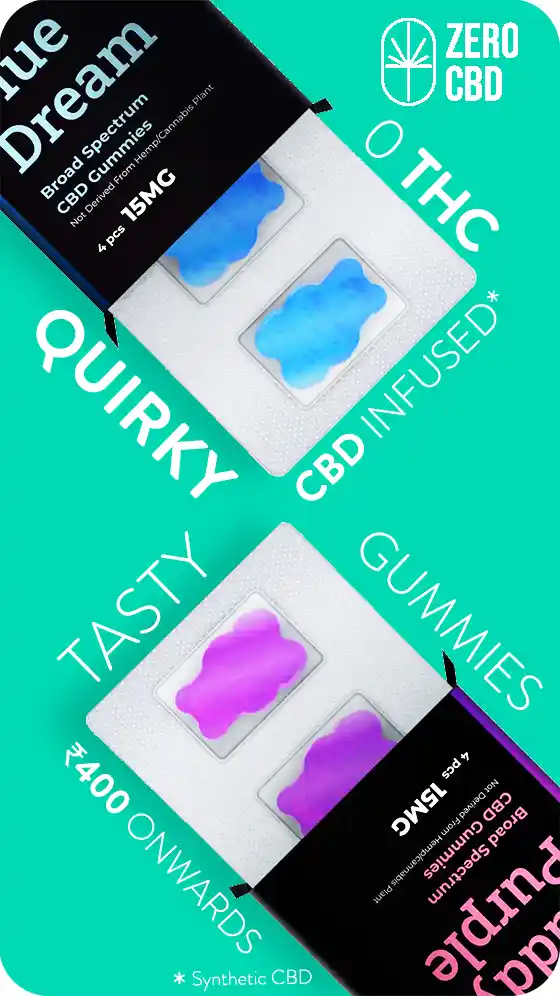 200+ Top CBD Oil India starting at INR 150, Licensed Medical Cannabis and Vijaya Products | Buy Effective CBD Oil, CBD Gummies, CBD Balms in India on ItsHemp ZEROCBD_CBDGUMMIES_BROADSPECTRUM_MobileBanner_ITSHEMP