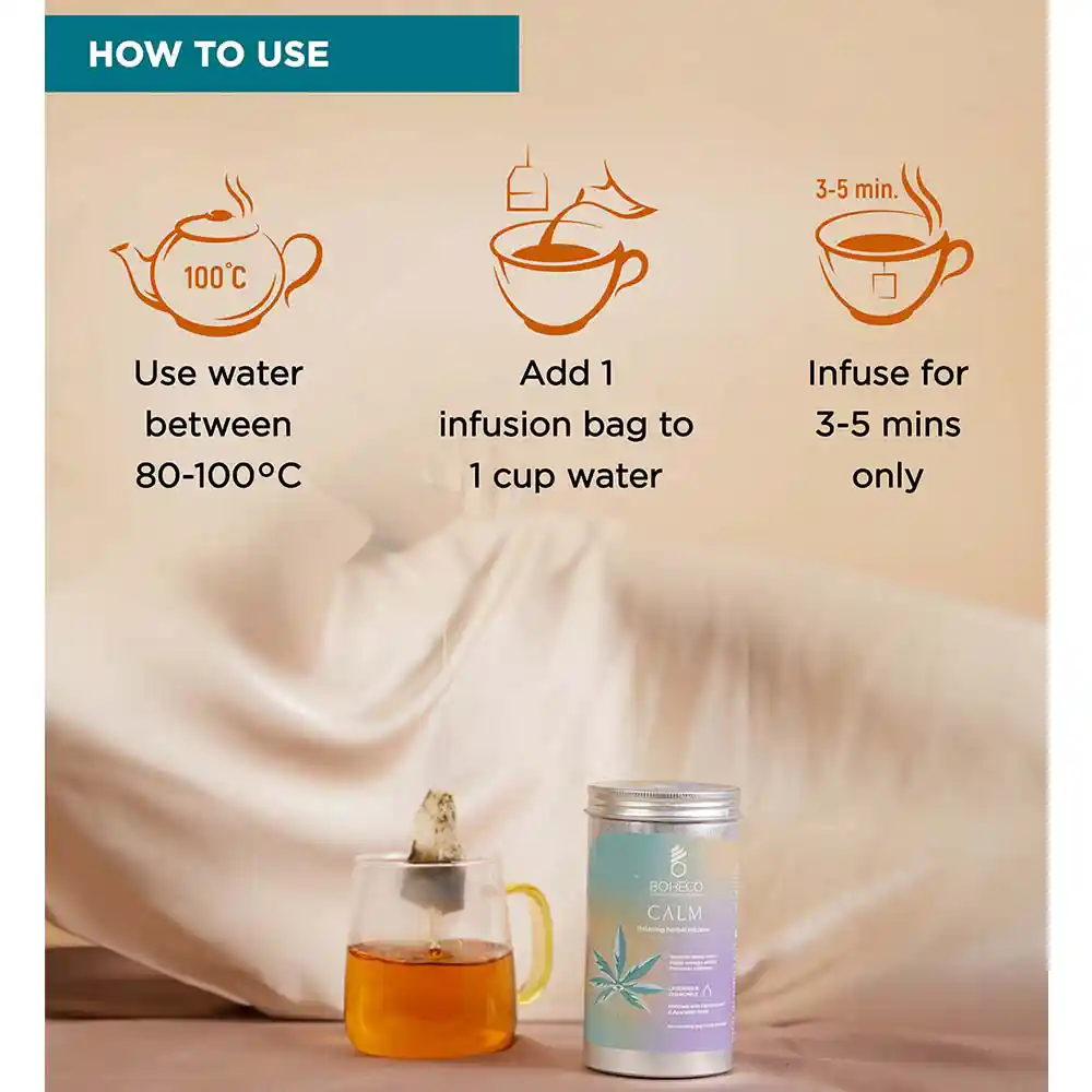 BOHECO CALM - RELAXING HERBAL INFUSION BAGS 50gm on itsHemp