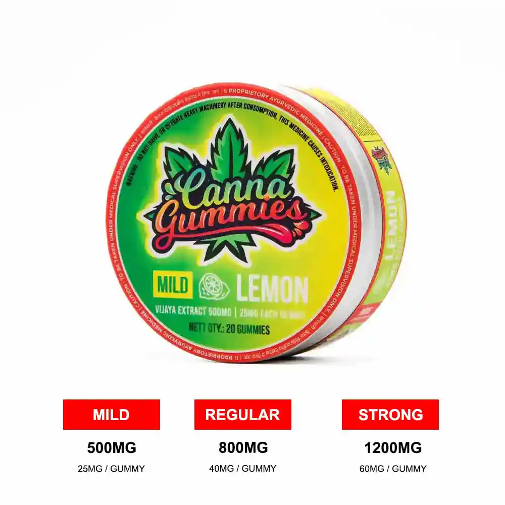 Cannagummies 500mg-1200mg Cannabis Infused (1:1) & Lemon Gummies (20 pcs) on itsHemp.in
