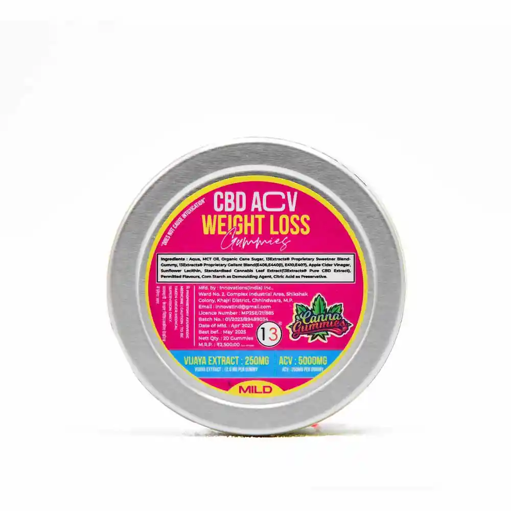 Cannagummies - CBD for weight loss- 250 mg CBD + 5,000 mg ACV(20 Gummies)- Mild on itsHemp