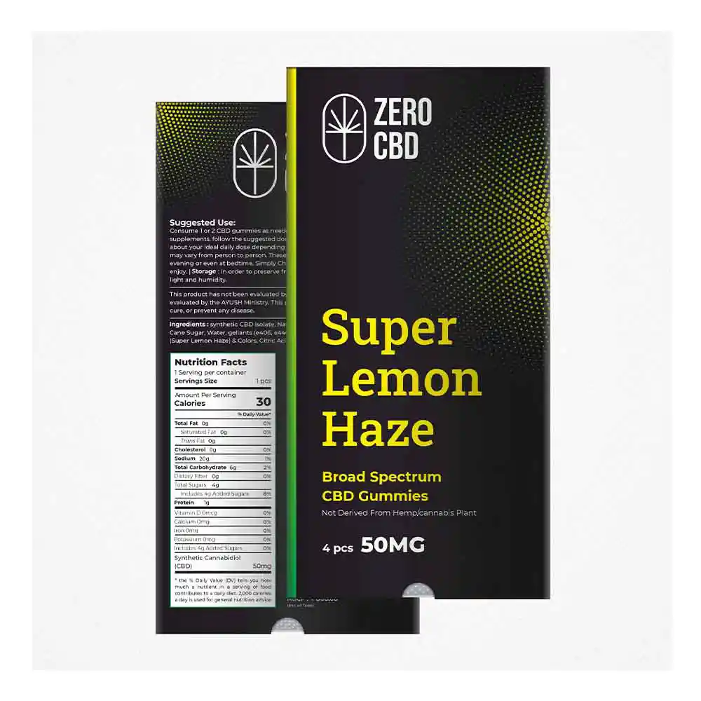 Zero CBD Super Lemon Haze 50mg Broad Spectrum CBD Gummies (4 Pcs) - Image 2
