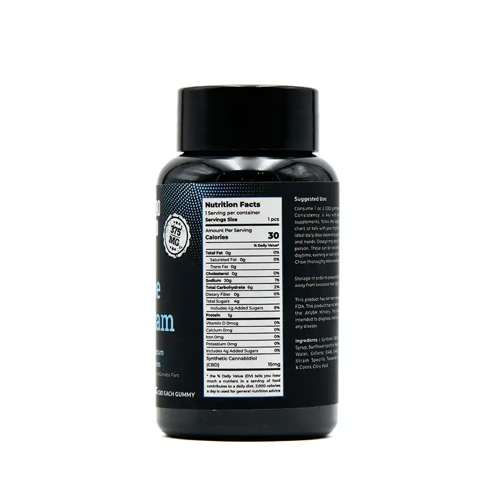 Zero CBD- Sugarfree Vegan Broad Spectrum CBD Gummies- BLUE DREAM, 375mg on itsHemp