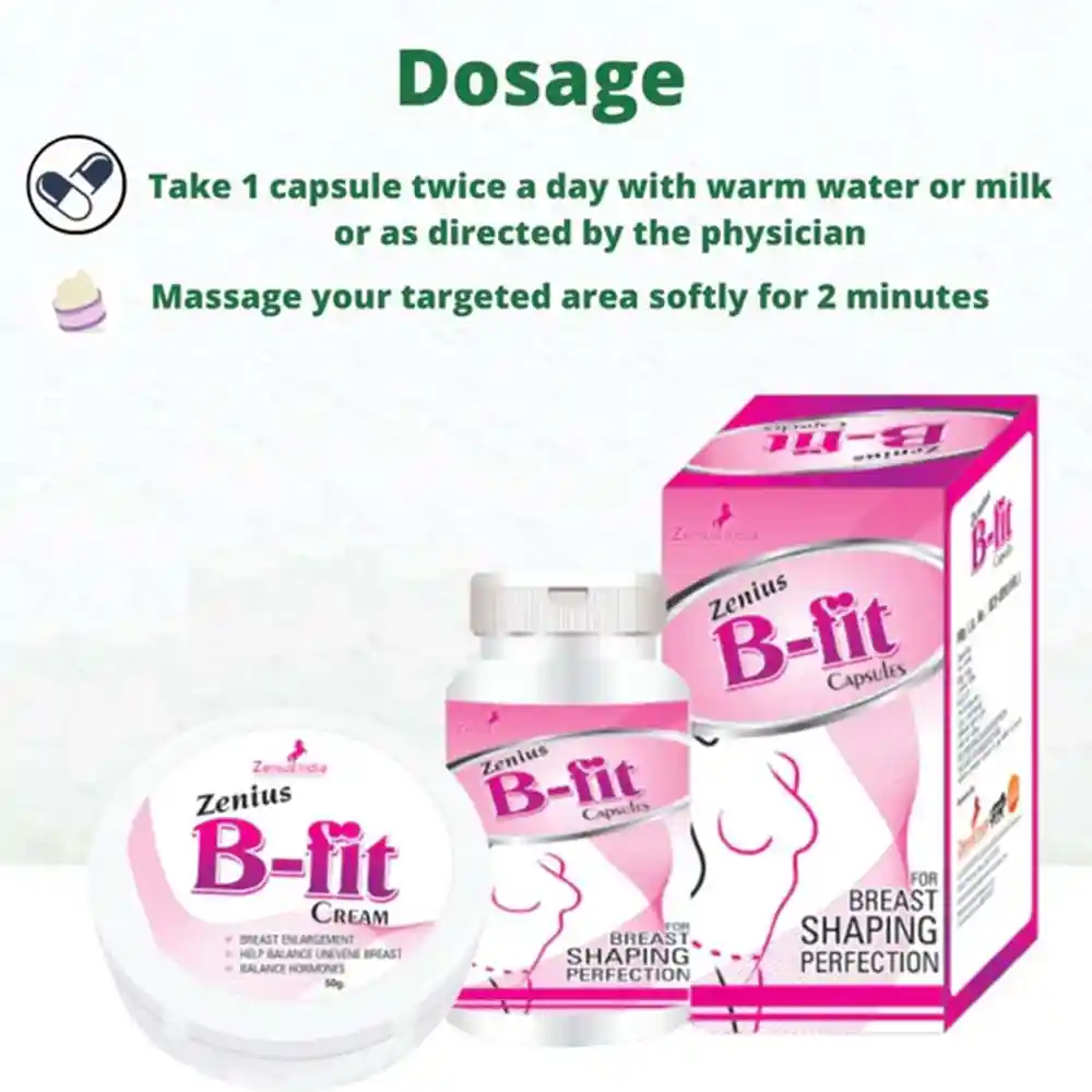 Zenius B Fit Kit For Breast Size Growth Capsule & Cream, 60 capsules & 50gm cream on itshemp.in