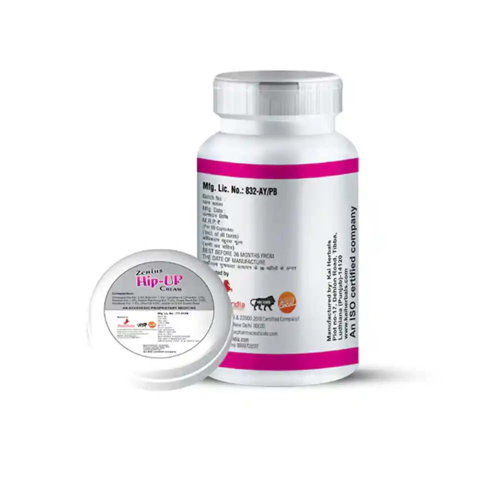 Zenius Hip Up Kit For Hip Enhancing Cream & Butt Tightening Capsules, 50gm Cream & 60 Capsules on itshemp.in