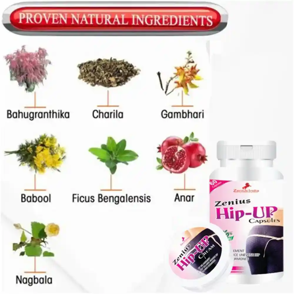 Zenius Hip Up Kit For Hip Enhancing Cream & Butt Tightening Capsules, 50gm Cream & 60 Capsules on itshemp.in